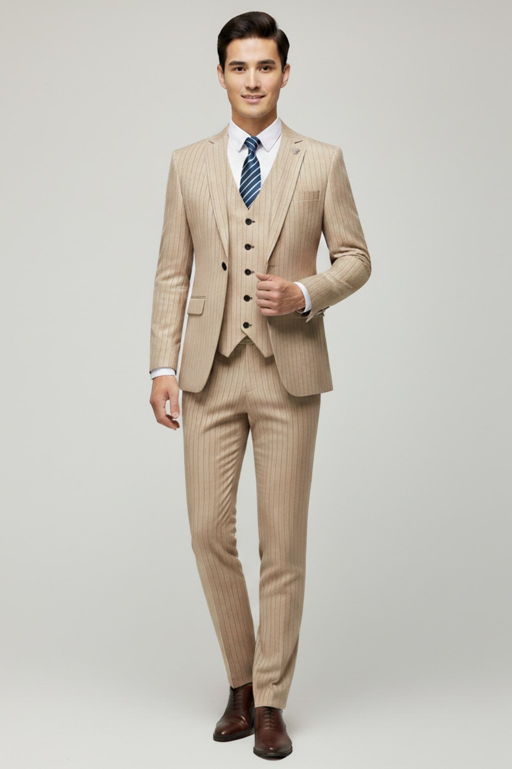 Herren Anzug 3-Teilig - Moderner Nadelstreifen-Look für Business & Events