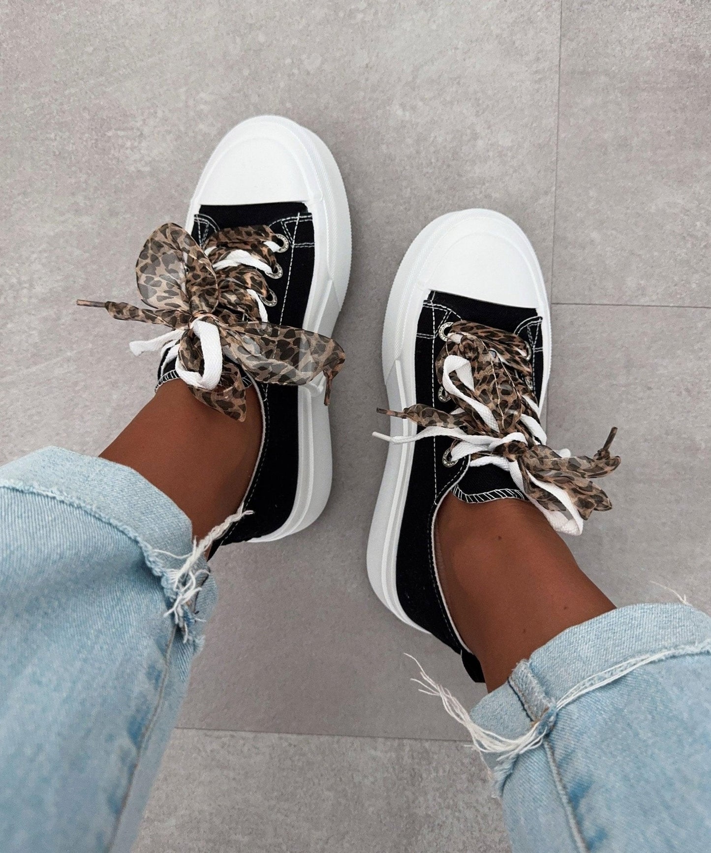 Damen Sneaker Schwarz Leo Größe 38 Kunstleder-3