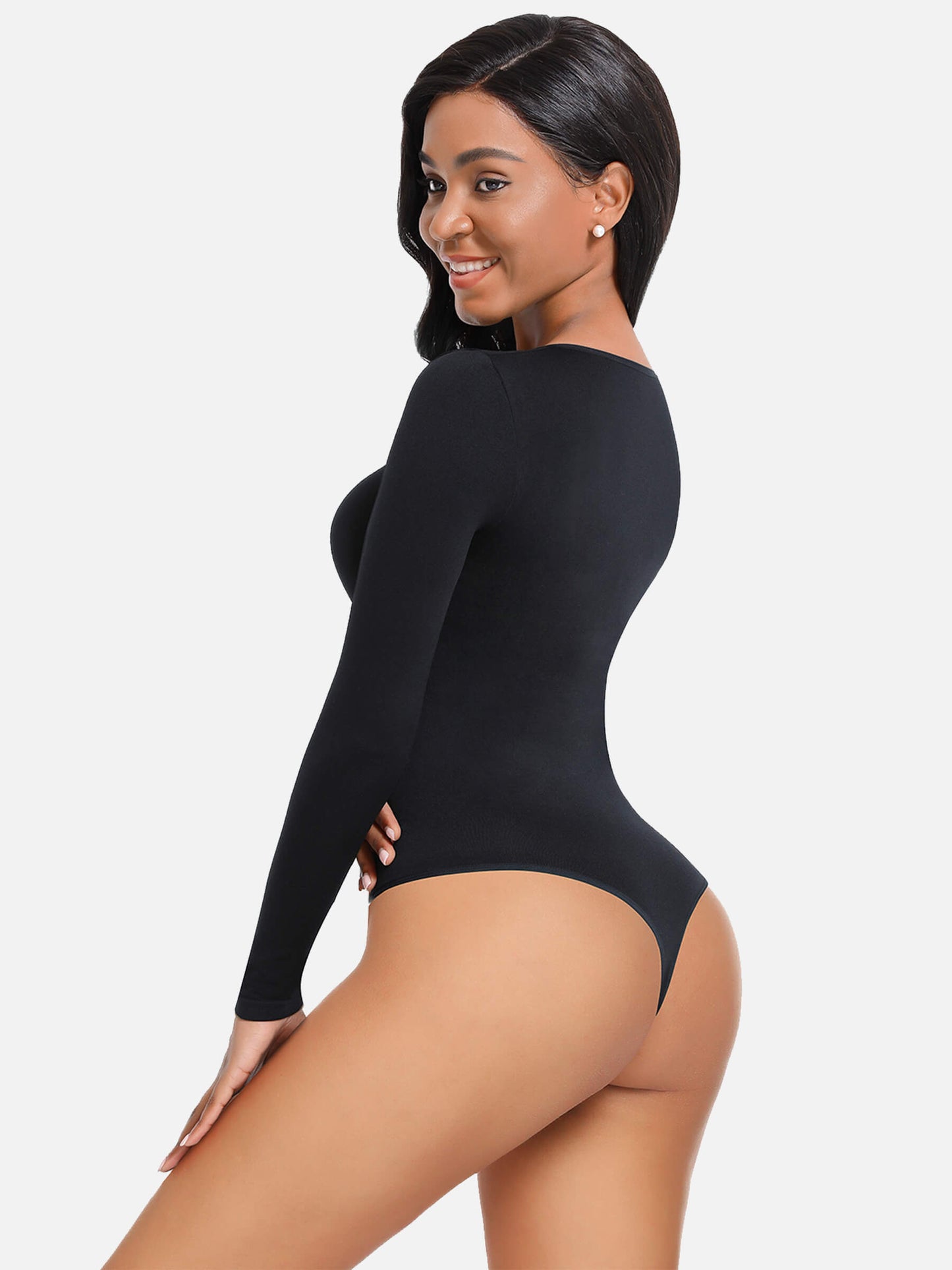 Damen Bodysuit Schwarz Größe M Shapewear Elegant 80% Nylon 20% Elasthan-5