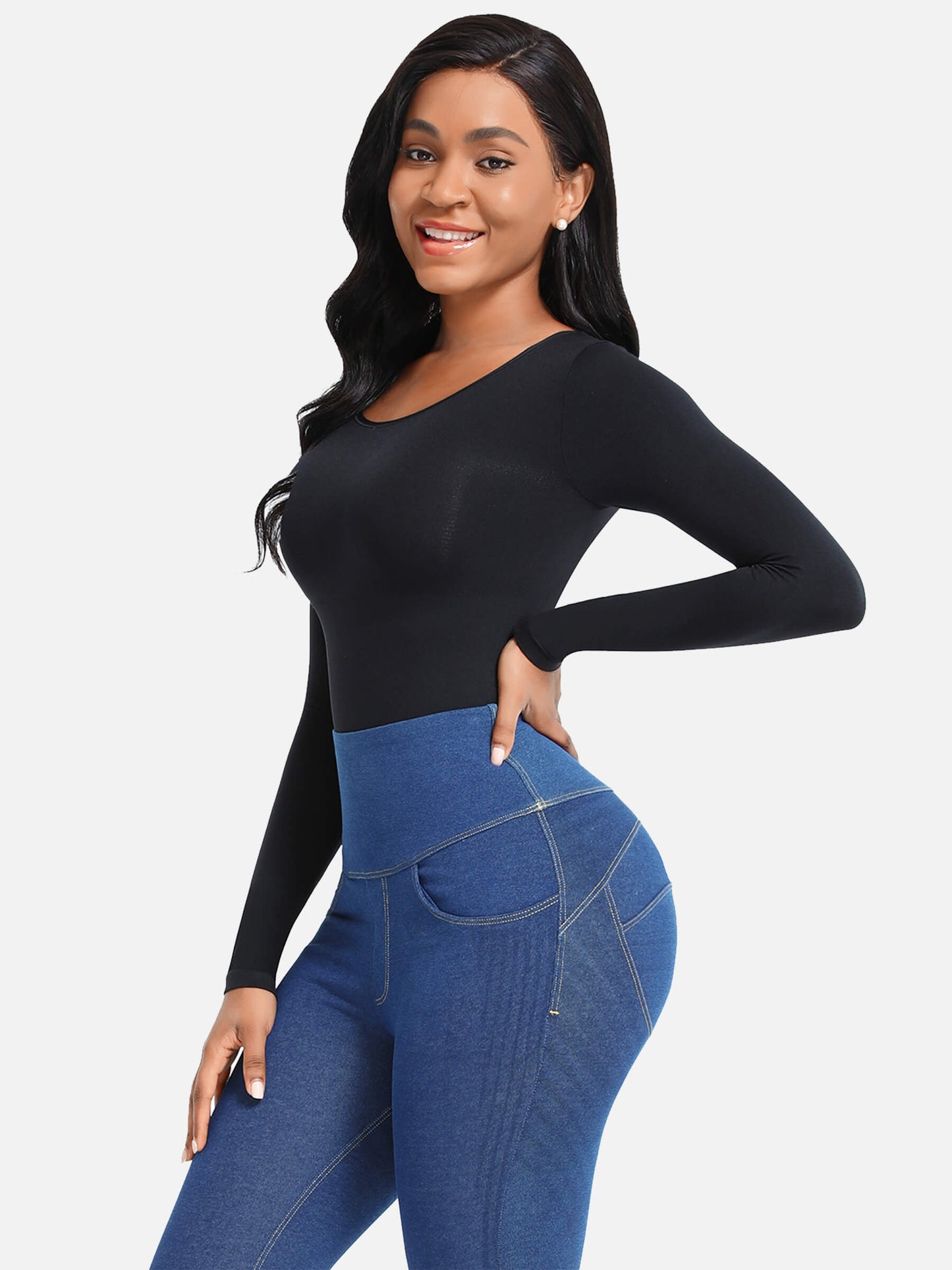 Damen Bodysuit Schwarz Größe M Shapewear Elegant 80% Nylon 20% Elasthan-4