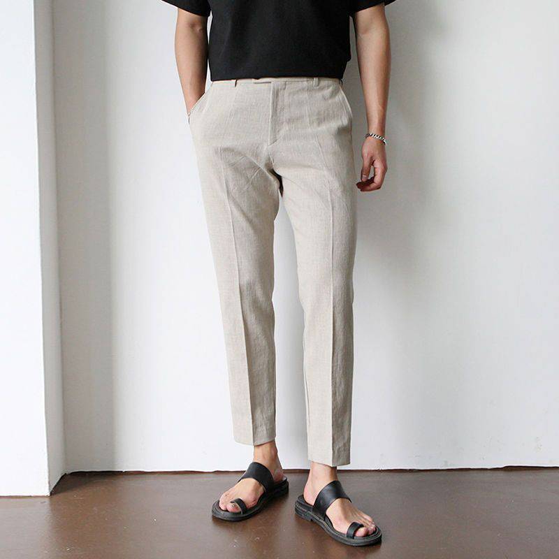 Herren Leinenhose Khaki Größe 40 100% Leinen klassische Passform-3