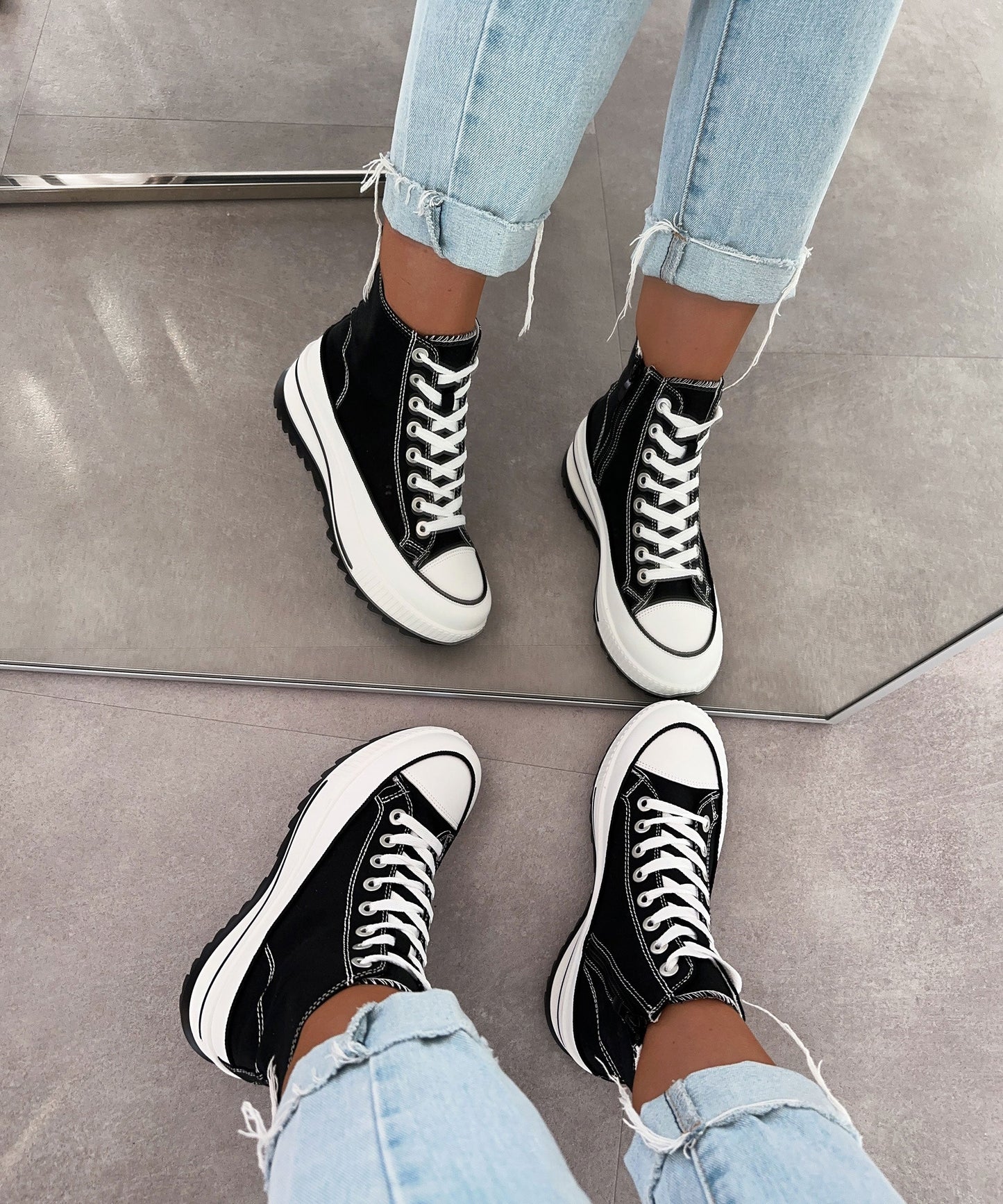 Herren Sneaker Schwarz Größe 42 Leder-3