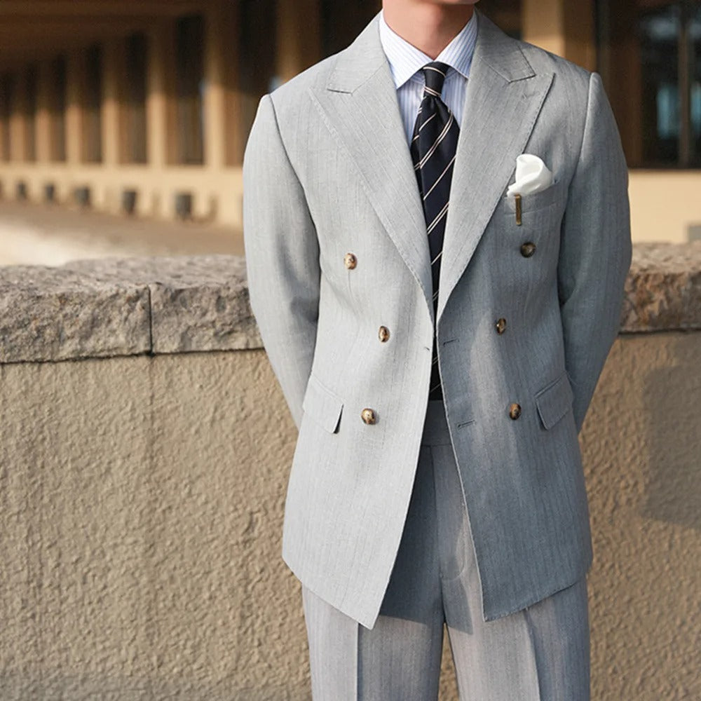 Herren Anzug Grau Größe M Polyester Zweiteilig für Hochzeit und Formelle Anlässe-4