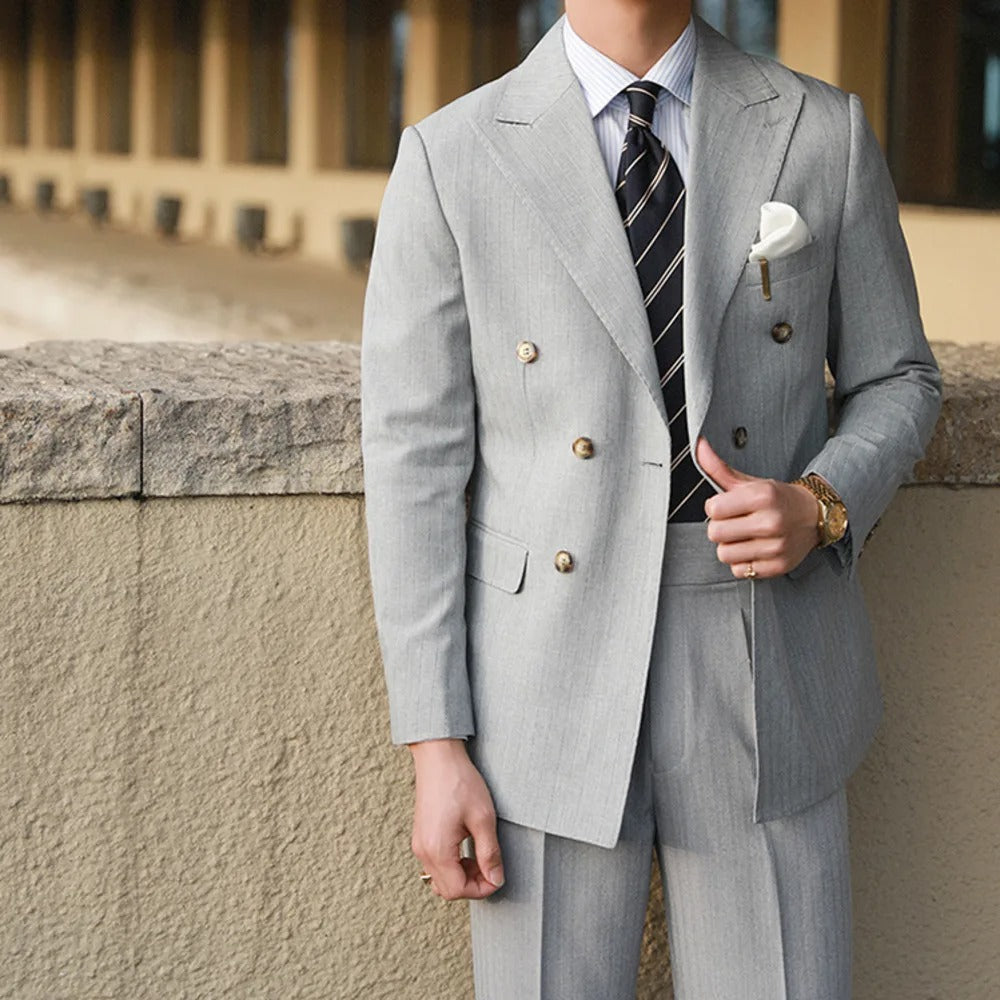 Herren Anzug Grau Größe M Polyester Zweiteilig für Hochzeit und Formelle Anlässe-5