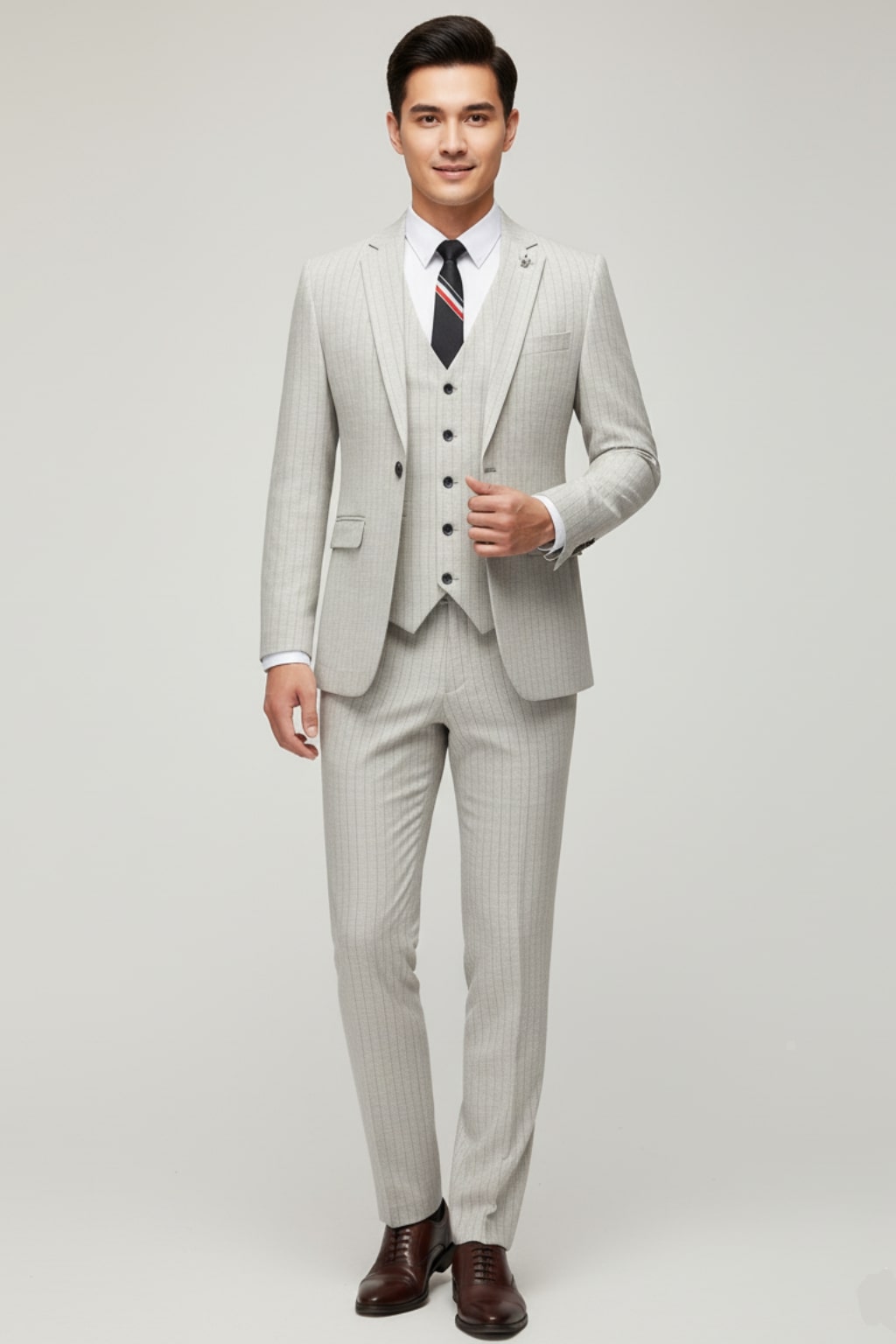 Herren Anzug 3-Teilig - Moderner Nadelstreifen-Look für Business & Events