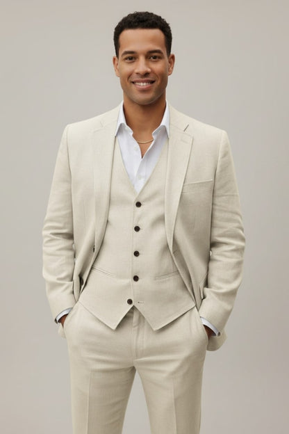 Eleganter 3-teiliger Leinenanzug Herren - Stilvoll für Hochzeit & Business