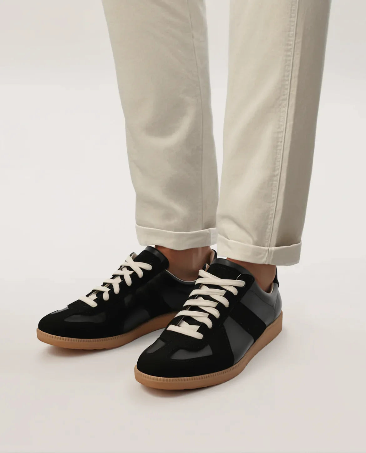 Herren Sneaker Schwarz Größe 42 Leder Wildleder-4