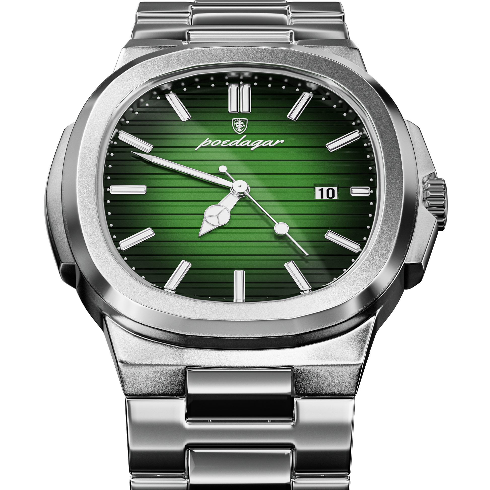 Herren Armbanduhr Edelstahl Schwarz 41 mm Quarz Saphirglas-2