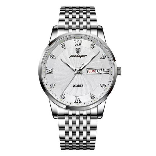 Herren Armbanduhr Schwarz 40 mm Edelstahl Quarz Flach 10 mm Dicke-1