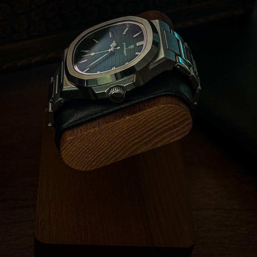 Herren Armbanduhr Edelstahl Schwarz 41 mm Quarz Saphirglas-5